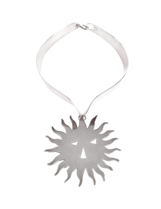 Jose Maria Puig Doria Vintage 1970s Sterling Silver Sun Pendant Choker Necklace