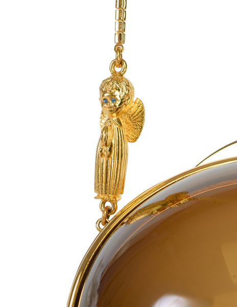 Judith Leiber Vintage Brown & Gold Angel Lucite Egg Bag