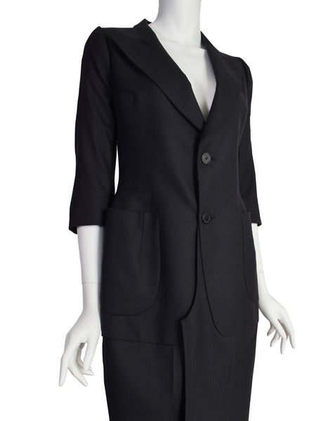 Junya Watanabe Comme des Garcons Vintage Black Tailored Deconstructed Coat Dress