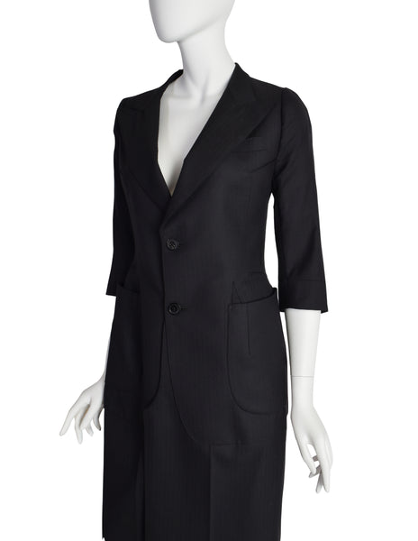 Junya Watanabe Comme des Garcons Vintage Black Tailored Deconstructed Coat Dress