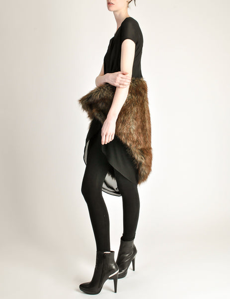 Junya Watanabe Comme des Garcons Black Sheer Brown Fur Dress - Amarcord Vintage Fashion
 - 4