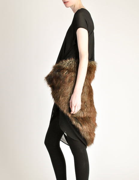 Junya Watanabe Comme des Garcons Black Sheer Brown Fur Dress - Amarcord Vintage Fashion
 - 5