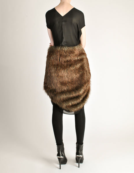 Junya Watanabe Comme des Garcons Black Sheer Brown Fur Dress - Amarcord Vintage Fashion
 - 7