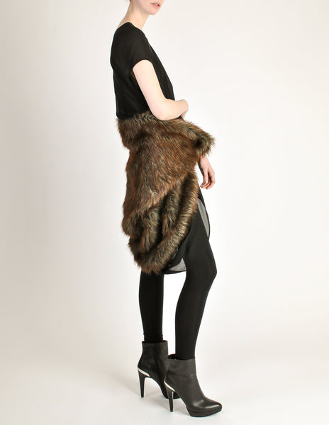 Junya Watanabe Comme des Garcons Black Sheer Brown Fur Dress - Amarcord Vintage Fashion
 - 6