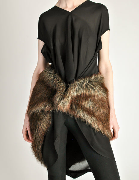 Junya Watanabe Comme des Garcons Black Sheer Brown Fur Dress - Amarcord Vintage Fashion
 - 2