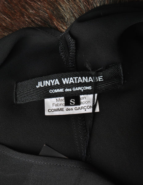 Junya Watanabe Comme des Garcons Black Sheer Brown Fur Dress