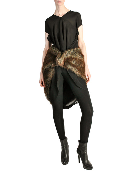 Junya Watanabe Comme des Garcons Black Sheer Brown Fur Dress - Amarcord Vintage Fashion
 - 1