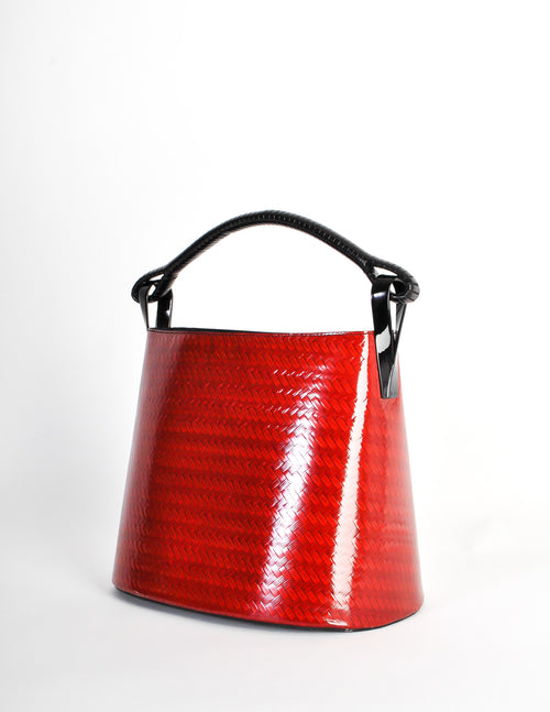 Kenzo Vintage Red Lacquered Basket Bag Amarcord Vintage Fashion