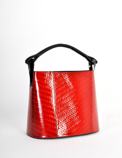 Kenzo Vintage Red Lacquered Basket Bag Amarcord Vintage Fashion