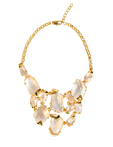 Kenneth Jay Lane Vintage Gold Plated Faceted Crystal Bib Necklace