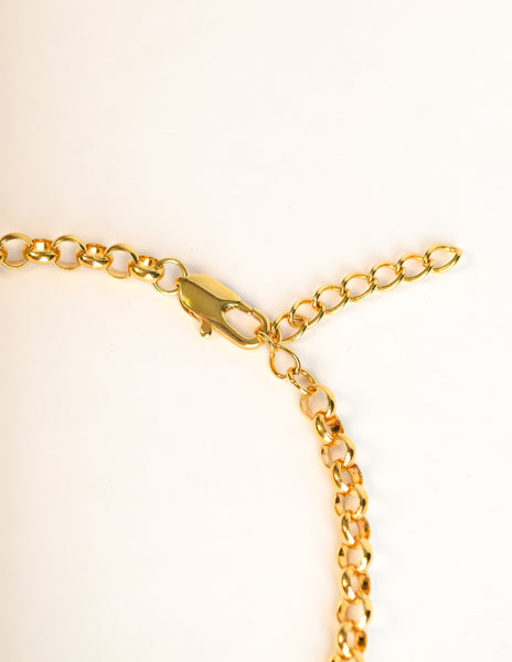 Kenneth Jay Lane Vintage Gold Plated Faceted Crystal Bib Necklace