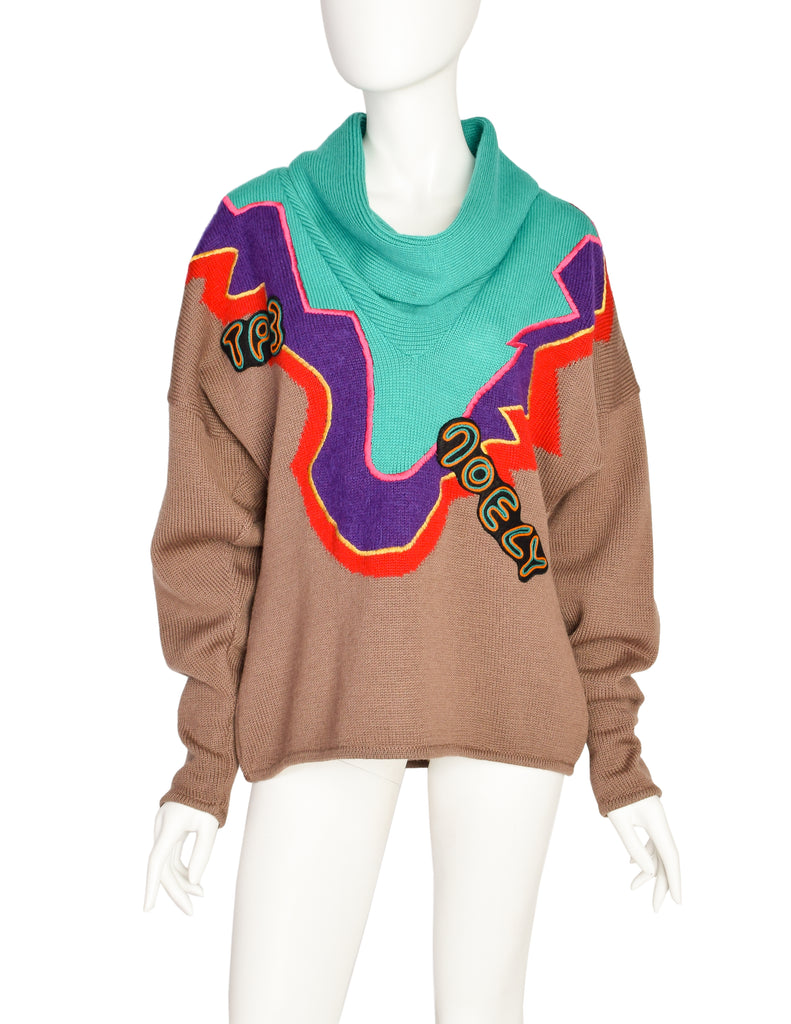 Vintage 80s Kansai Yamamoto Graphic Shawl Collar Sweater Selected by  MARMALADE