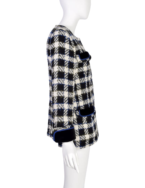 Karl Lagerfeld Vintage AW 1989 Black Cream Blue Green Plaid Boucle 