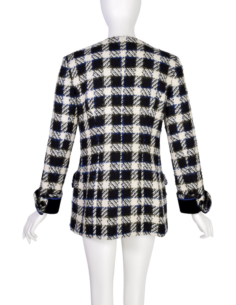 Karl Lagerfeld Vintage AW 1989 Black Cream Blue Green Plaid Boucle 