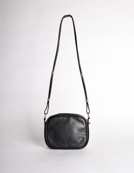 Karl Lagerfeld Vintage Black Leather Gold Logo Shoulder Bag