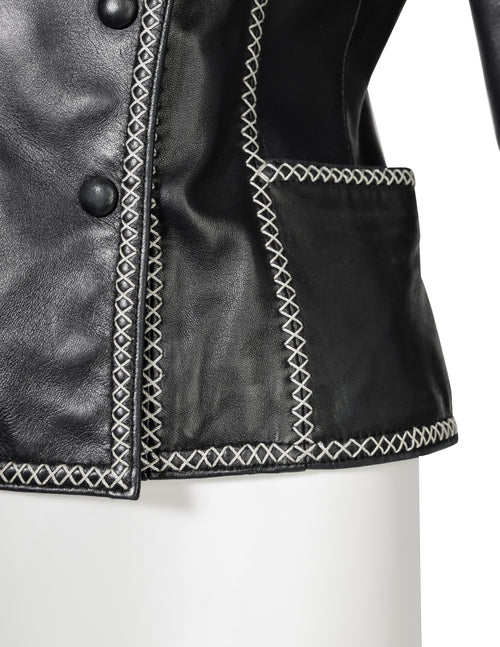 Karl Lagerfeld Vintage AW 1992 Black Lambskin Leather White