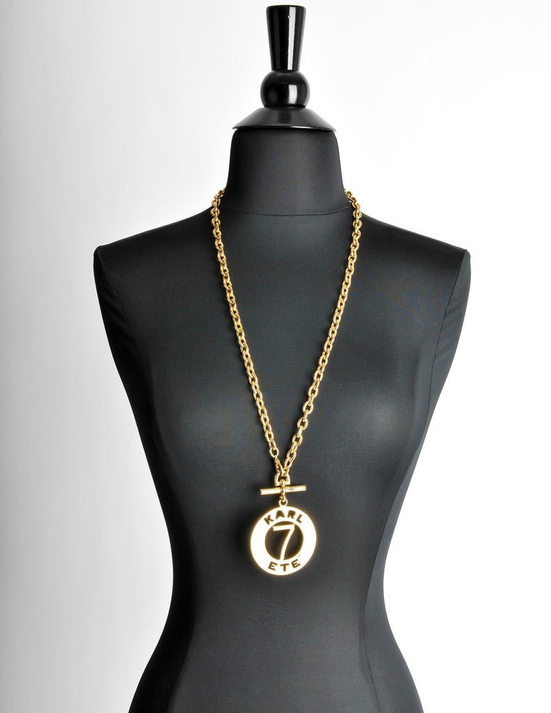 高価値セリー Karl Lagerfeld Vintage Gold Karl 7 ETE Circle Necklace アクセサリー