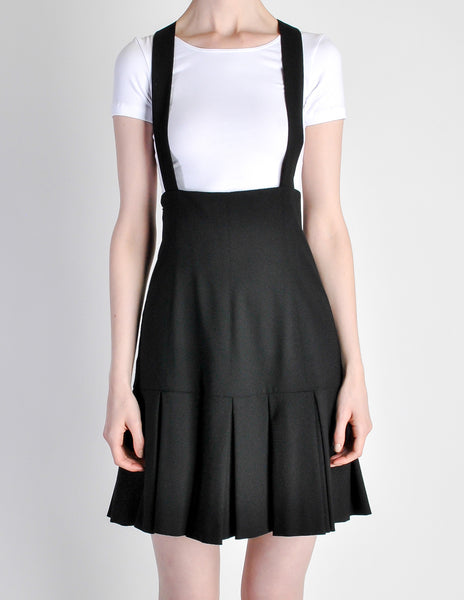 Karl Lagerfeld Vintage Black Pleated Suspender Skirt - Amarcord Vintage Fashion
 - 3