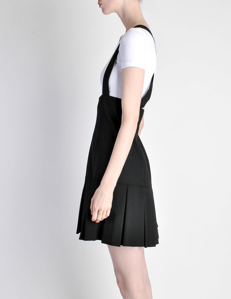 Karl Lagerfeld Vintage Black Pleated Suspender Skirt - Amarcord Vintage Fashion
 - 4