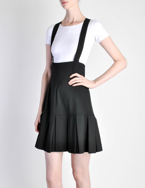 Karl Lagerfeld Vintage Black Pleated Suspender Skirt - Amarcord Vintage Fashion
 - 2
