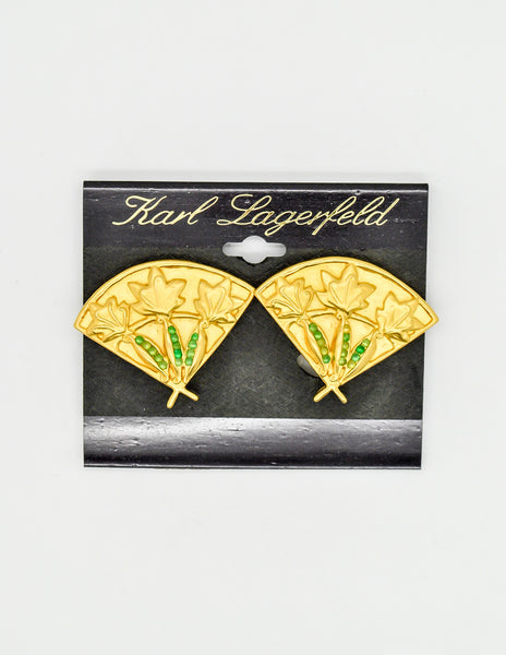 Karl Lagerfeld Vintage Gold Fan Earrings