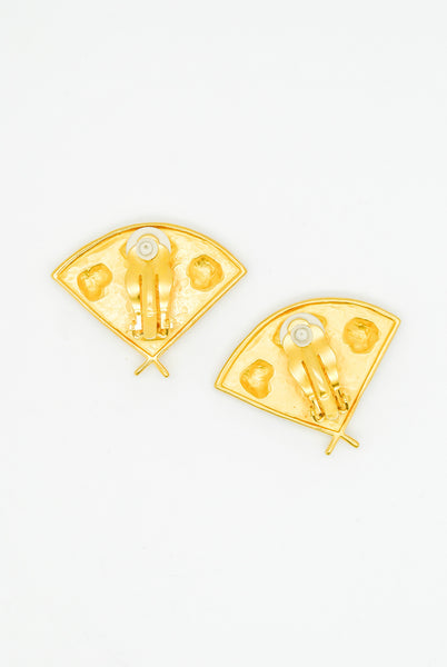 Karl Lagerfeld Vintage Gold Fan Earrings