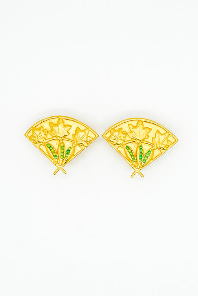 Karl Lagerfeld Vintage Gold Fan Earrings