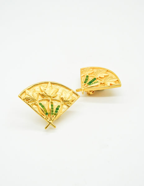 Karl Lagerfeld Vintage Gold Fan Earrings