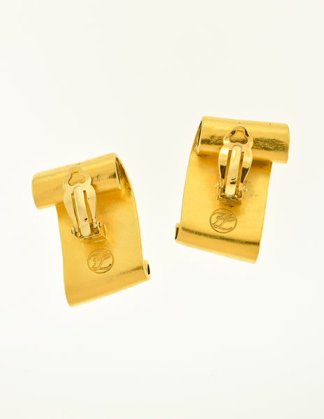 Karl Lagerfeld Vintage Gold Scroll Signature Earrings
