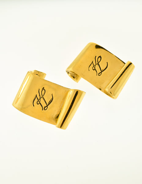 Karl Lagerfeld Vintage Gold Scroll Signature Earrings