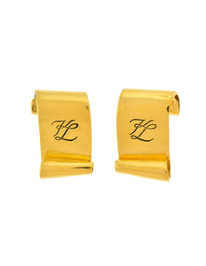 Karl Lagerfeld Vintage Gold Scroll Signature Earrings