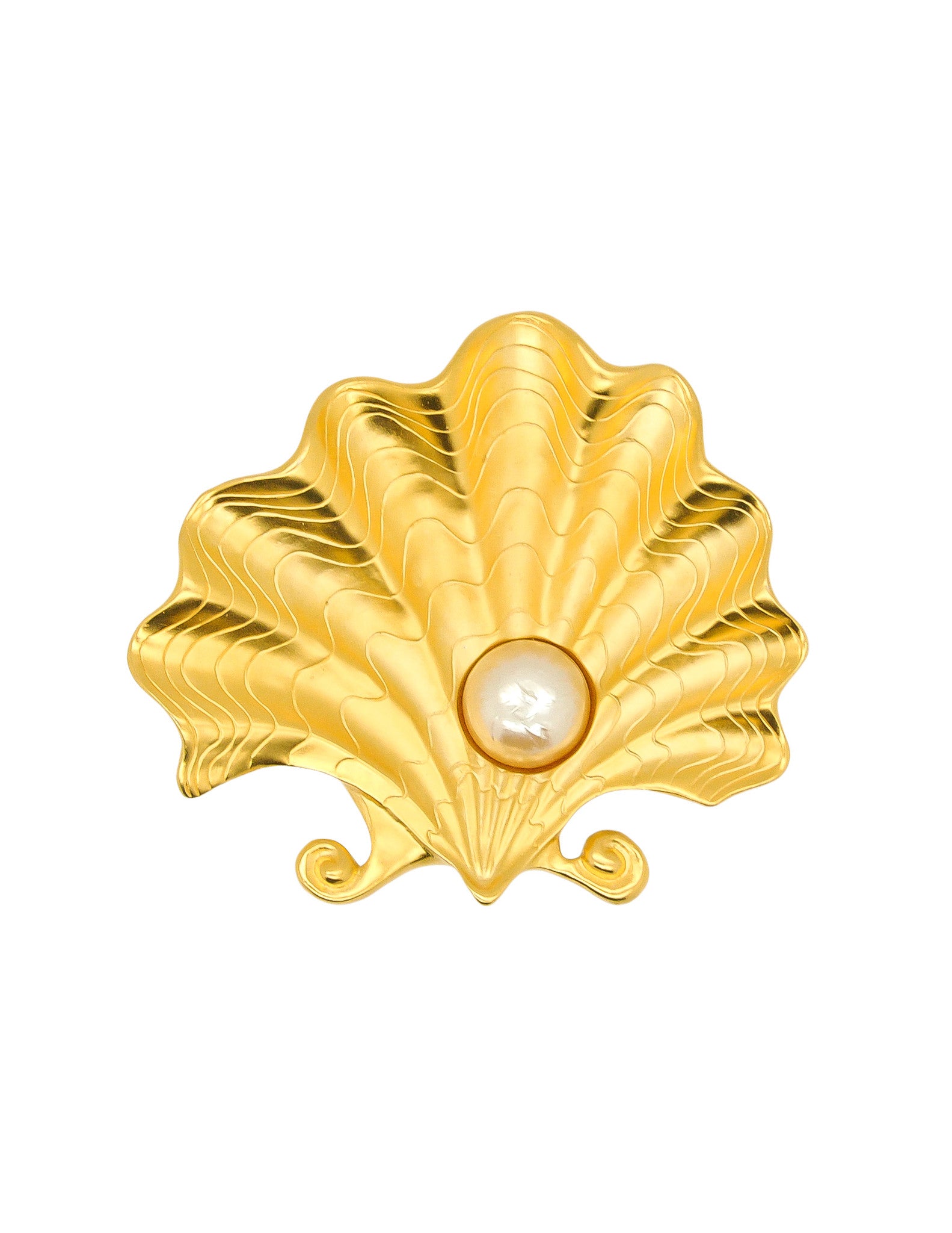 Karl Lagerfeld Vintage Pearl and Oyster Shell Brooch