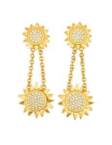 Karl Lagerfeld Vintage Gold Rhinestone Sunflower Earrings