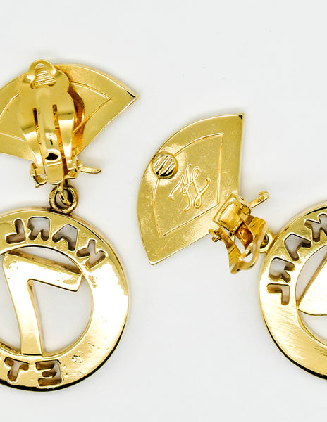 Karl Lagerfeld Vintage Gold Karl 7 Ete Circle Fan Earrings
