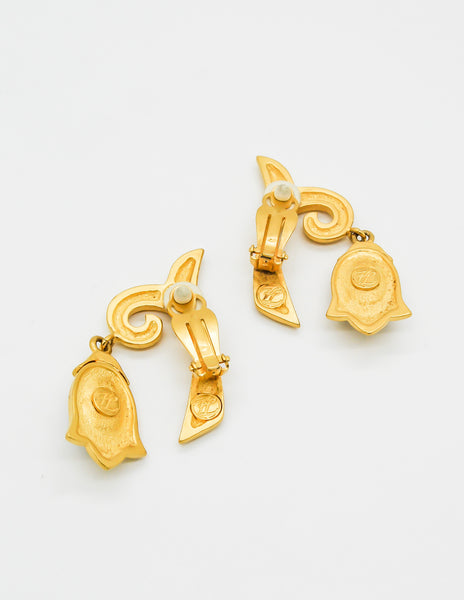 Karl Lagerfeld Vintage Dangling Fleur Earrings - Amarcord Vintage Fashion
 - 4