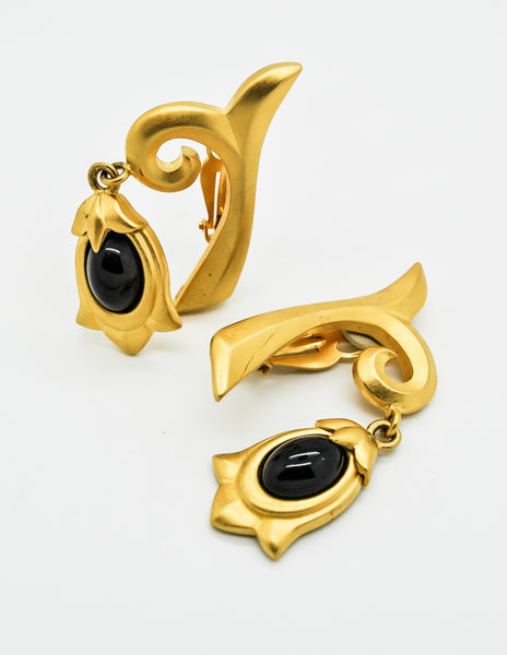 Karl Lagerfeld Vintage Dangling Fleur Earrings - Amarcord Vintage Fashion
 - 2