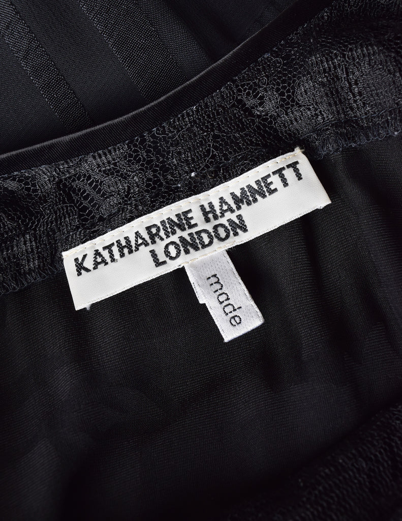 Katharine Hamnett Vintage 1993 Black Lace Satin Velvet Devore Maxi
