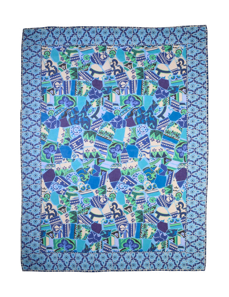Kenzo Vintage Vibrant Psychedelic Print Massive Oversized Cotton Pareo Sarong Wrap Scarf