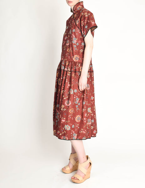 Kenzo Vintage Burgundy Floral Oversized Dress
