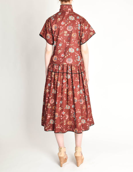Kenzo Vintage Burgundy Floral Oversized Dress