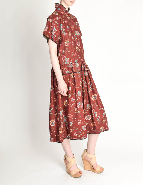 Kenzo Vintage Burgundy Floral Oversized Dress
