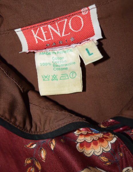 Kenzo Vintage Burgundy Floral Oversized Dress