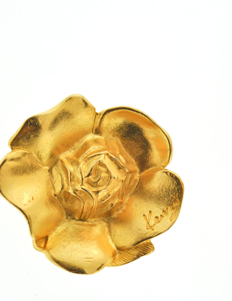 Kenzo Vintage Gold Flower Earrings - Amarcord Vintage Fashion
 - 3