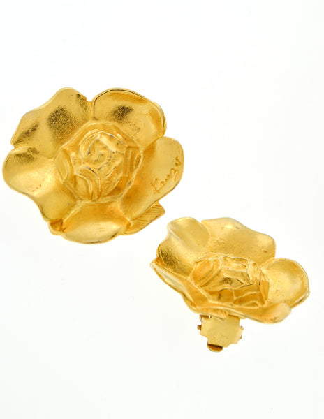 Kenzo Vintage Gold Flower Earrings - Amarcord Vintage Fashion
 - 4