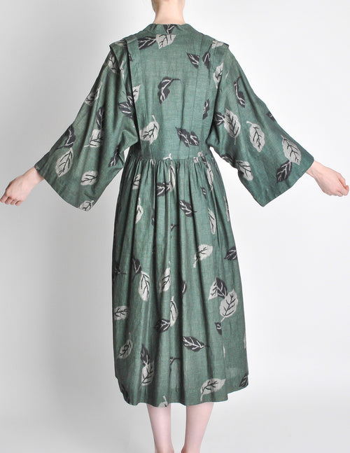 Kenzo Vintage Green Leaf Linen Kimono Dress – Amarcord Vintage Fashion