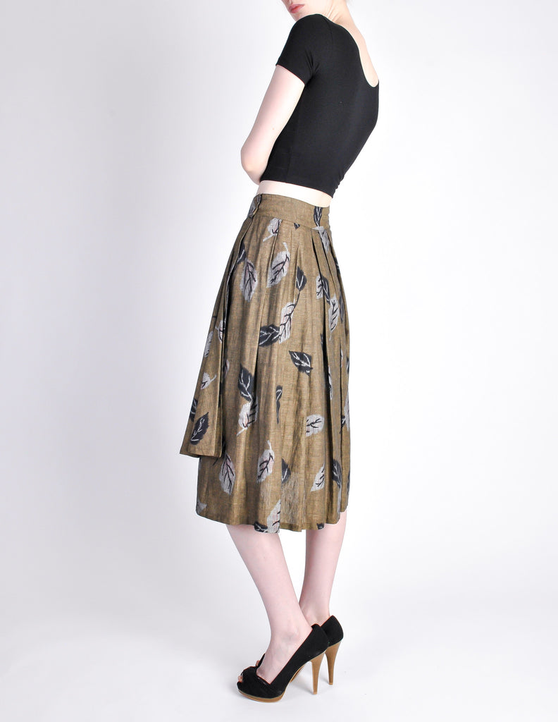 Kenzo Vintage Green Leaf Print Wrap Skirt Amarcord Vintage Fashion
