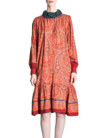 Kenzo Vintage Red Paisley Dress