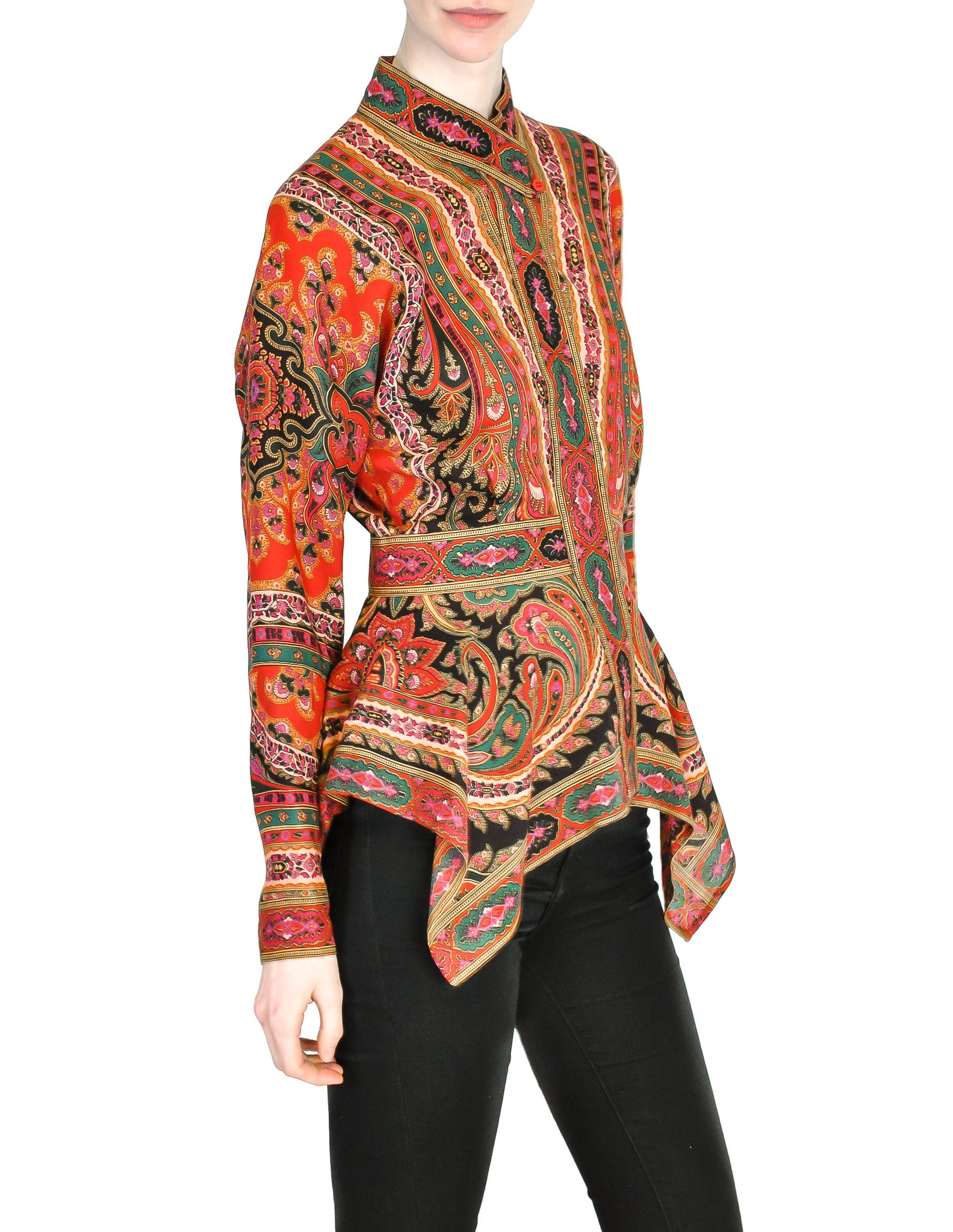 Kenzo Vintage Floral Paisley Wool Scarf Hem Top - Amarcord Vintage Fashion
 - 1