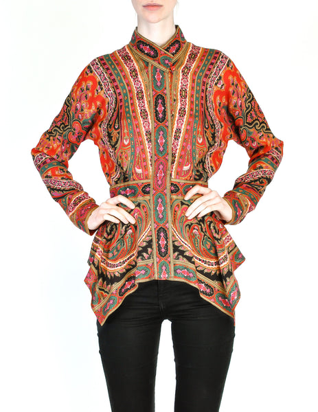 Kenzo Vintage Floral Paisley Wool Scarf Hem Top - Amarcord Vintage Fashion
 - 3