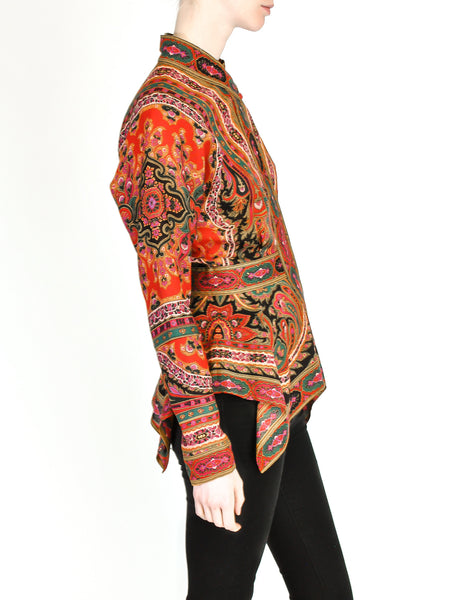 Kenzo Vintage Floral Paisley Wool Scarf Hem Top - Amarcord Vintage Fashion
 - 5